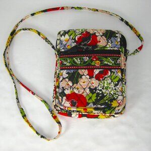 Vera Bradley Purse Crossbody Floral Red White Blue Green Black 8.25x6x1 in